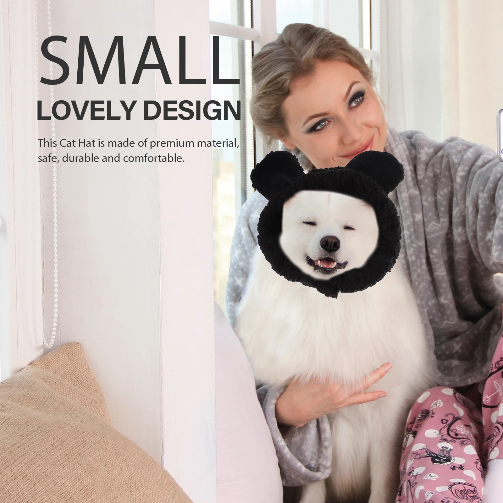 

2Pcs Warm Cat Hat Creative Pet Head Cover Adjustable Cartoon Shape Winter Accessory for Dogs and Cats Pet Hat Dog