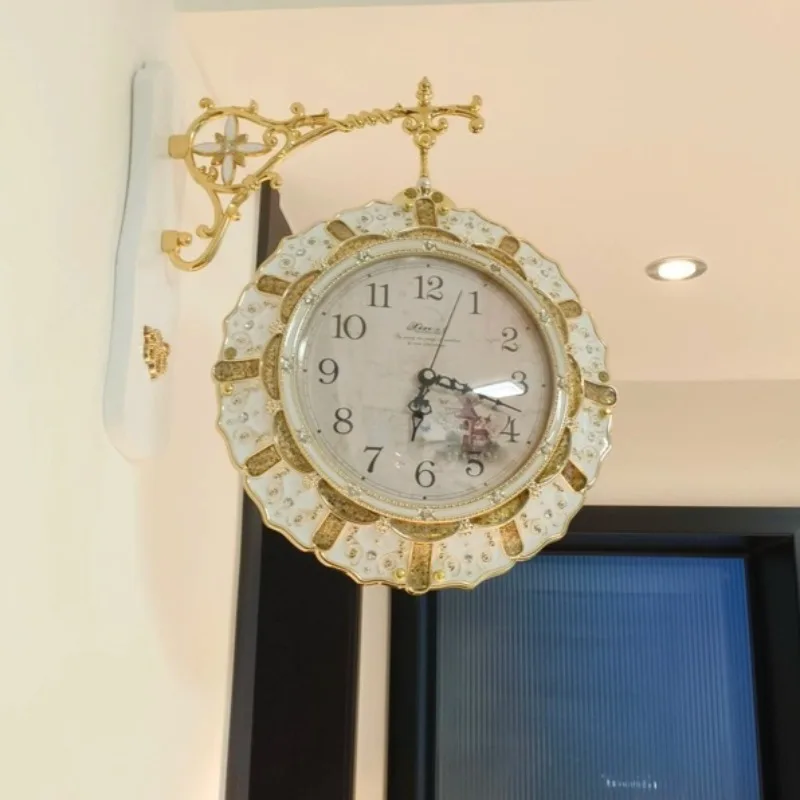 Double Sided Wall Clock Decorative Wall Watch Silent Elegant Modern Large Clocks Minimalist Luxury Aesthetic Living Room Watches