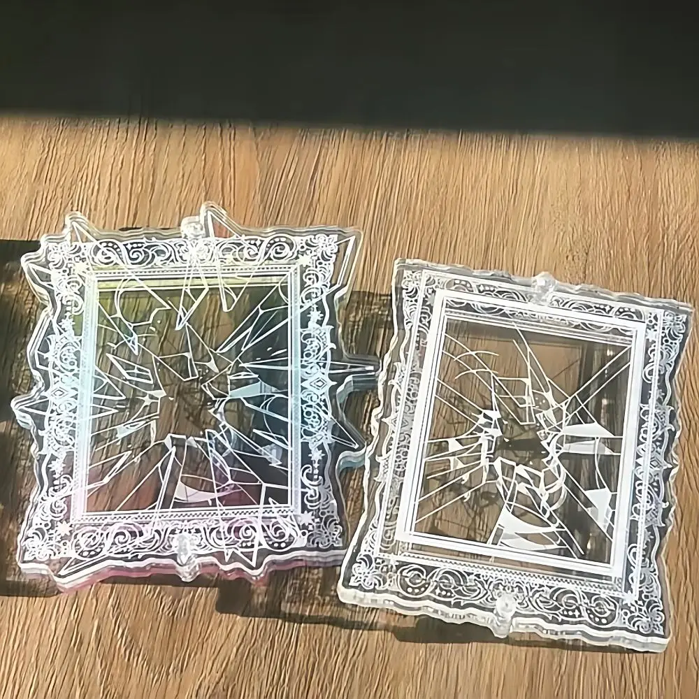 Kawaii Broken Mirror Idol Card Display Stand Waterproof Dustproof Photo Card Holder Acrylic INS Card Protective Case Room Decor