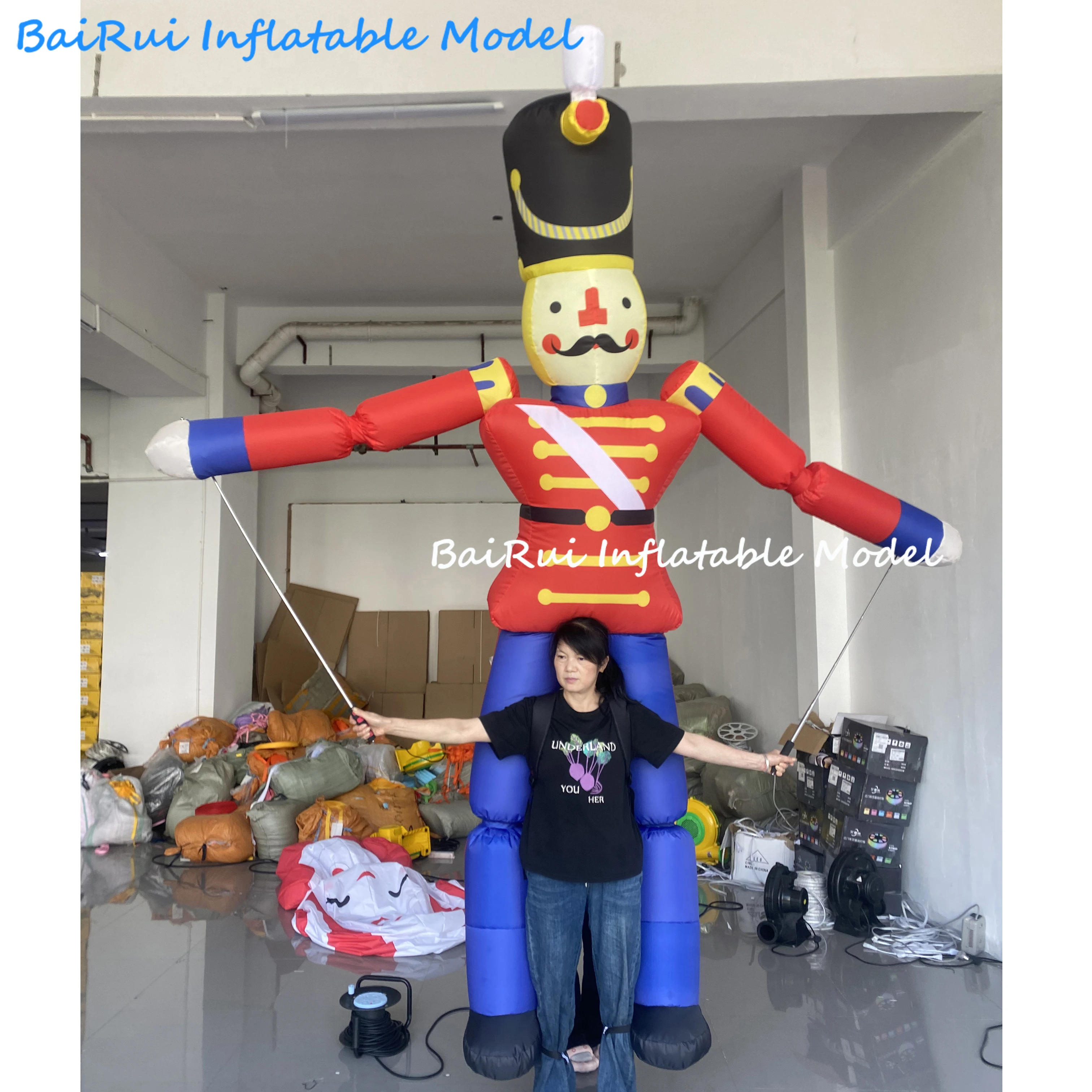 Giant Inflatable Nutcracker Clown Air Blow Soldier Puppet Christmas Xmas Carnival Parade Walking Performance Props for Event