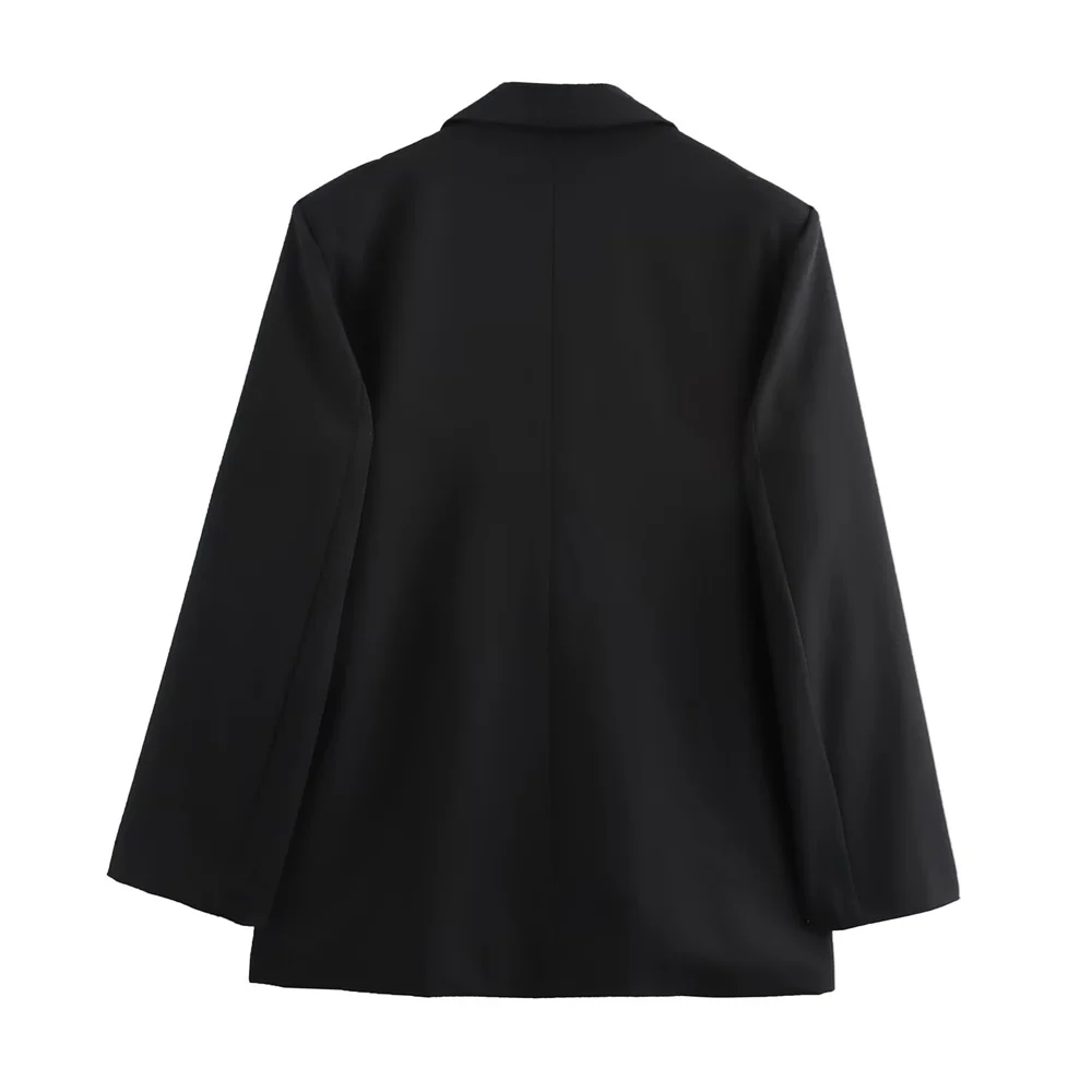 PB&ZA double-layer lapel double breasted wide suit jacket for autumn and winter new women's clothing