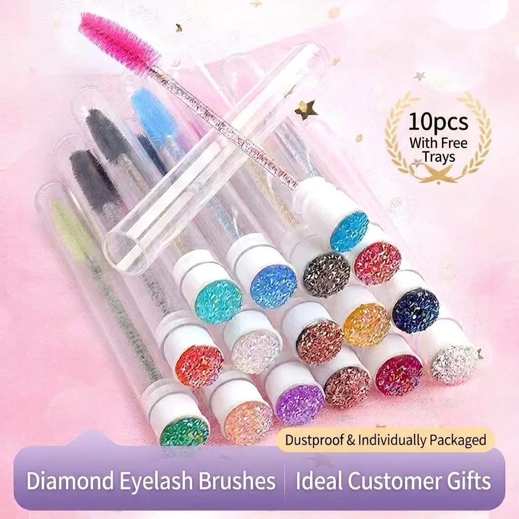 Wimpernbürsten in Einzelverpackungen, Kristallstab-Wimpernbürsten, Biegsamer Augenbrauenkamm-Make-up-Pinsel für Wimpernverlängerungen & Reisen