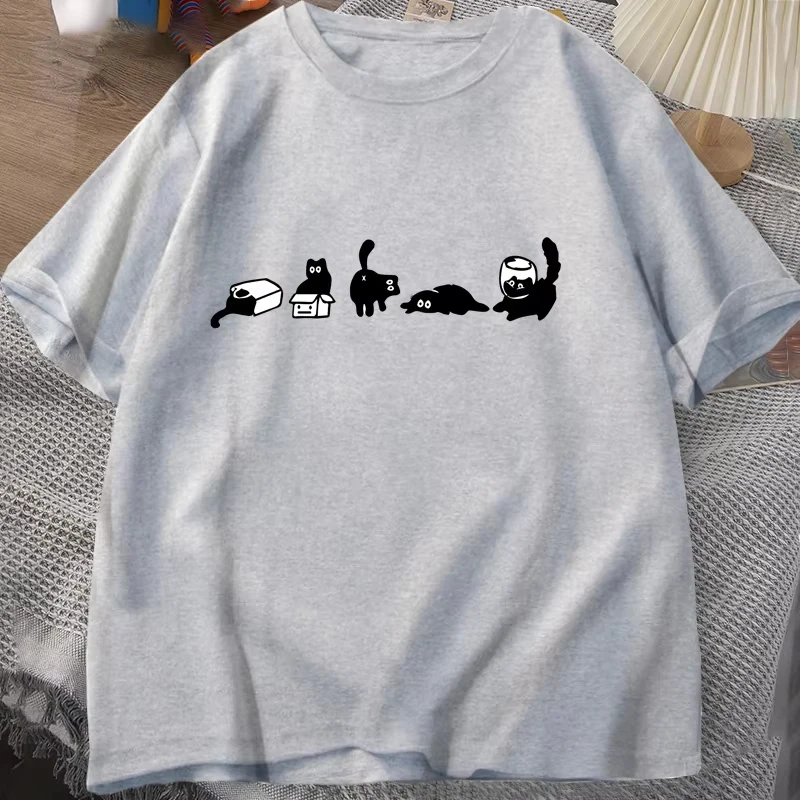 

New Cats T-Shirts Oversized Cat Mom Tee Funny Cotton Short Sleeve Cat Lovers T Shirt Men Women Casual O Neck Summer Tee Tops