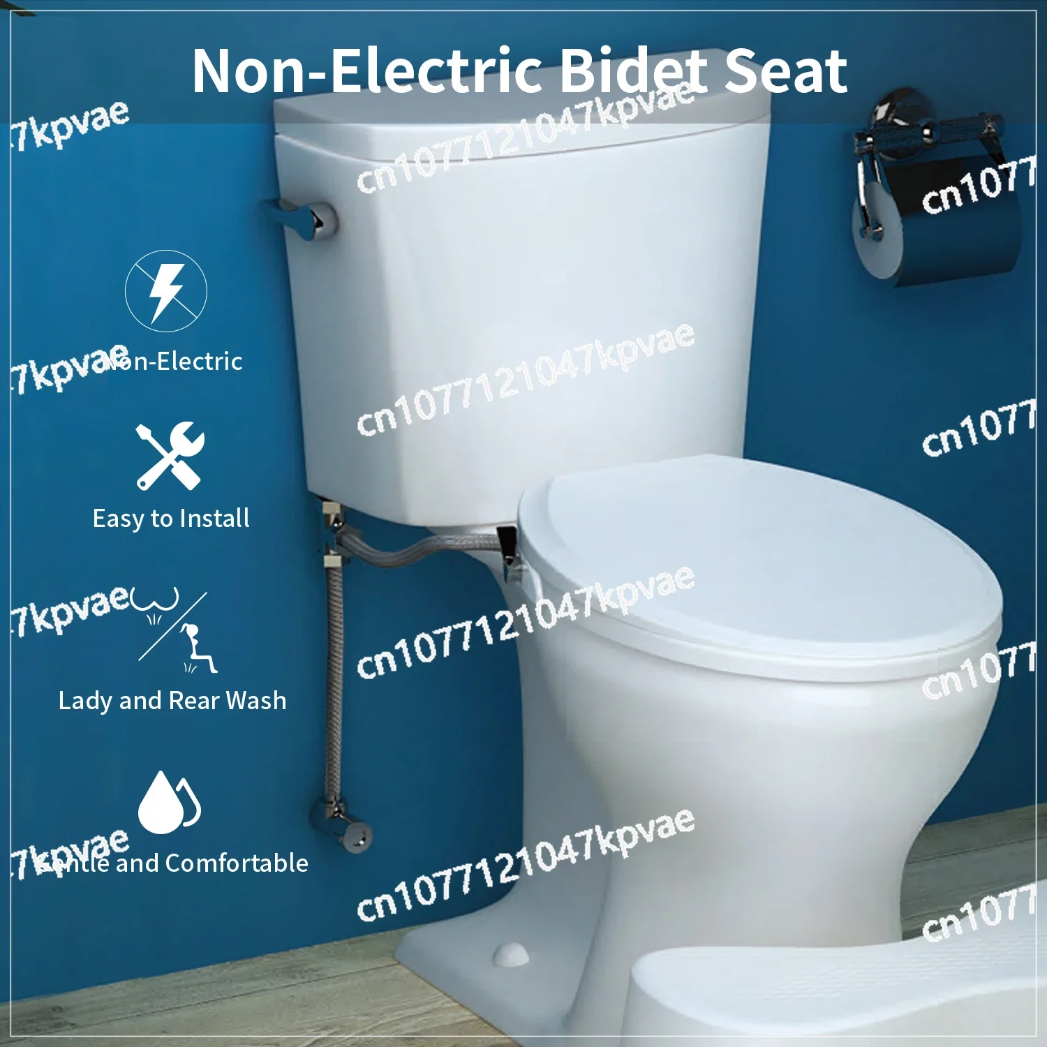 American Universal Toilet Seat Dual Nozzle Toilet Seat with Self Cleaning Plastic Non-Electric Bidet Toilet Seat Cove