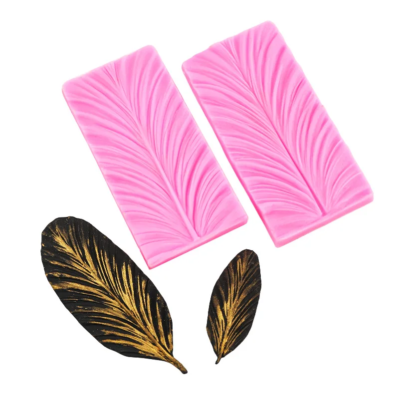 2Pcs Feather Texture Decorative Silicone Mold Swan Feather Wings Baking Chocolate Decorative Clip Mould 17-862