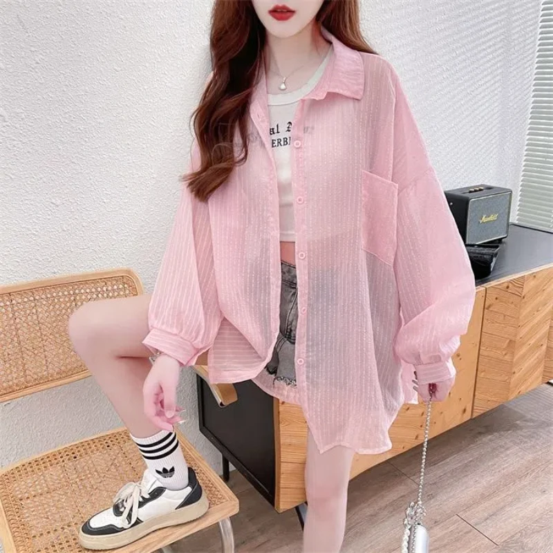 2024 Summer Women\'s New Splicing Polo Collar Button Pocket Fashion Solid Color Minimalist Casual Long Sleeve Blouses Shirts