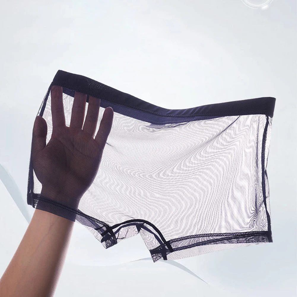 

Men Underwear Ultra-Thin Mesh See Through Breathable Transparent Soft Sleep Boxer Shorts Quick Dry Trunks Summer Men's Panties