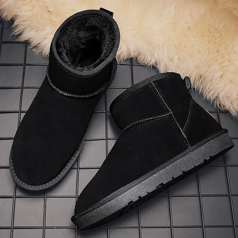 Sanlitai Large Size Men's Boots Winter Warm Essential Extra Thick Fleece Black Grey Chestnut Chocolate 45-50 Size Cotton Boots