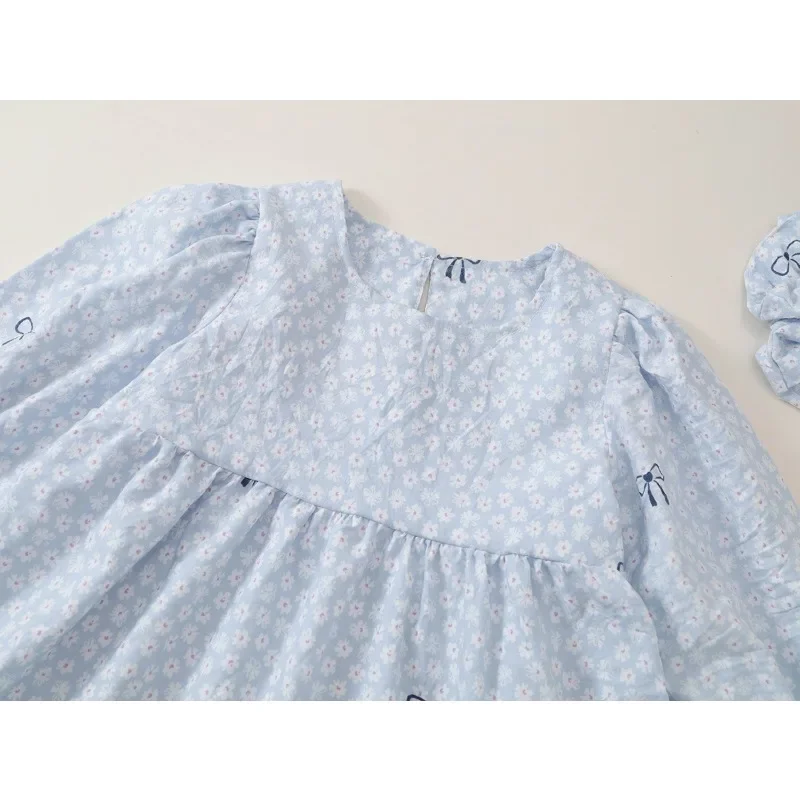 Kinder Mädchenkleid RAISE Herbst Schleife Blumendruck Kinder Mädchen Prinzessinnenkleid Rundhals 2-8 Jahre Mädchen Langarmkleid Haarband – Detail 22