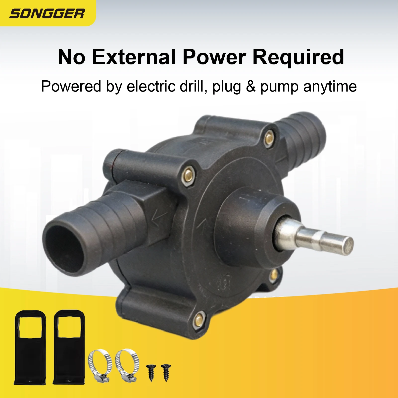 Electric Drill Driven Self Priming Transfer Pump Portable Fluid Pump for Water Oil Diesel 1200 to 3500 RPM 10 to 40 L per Min