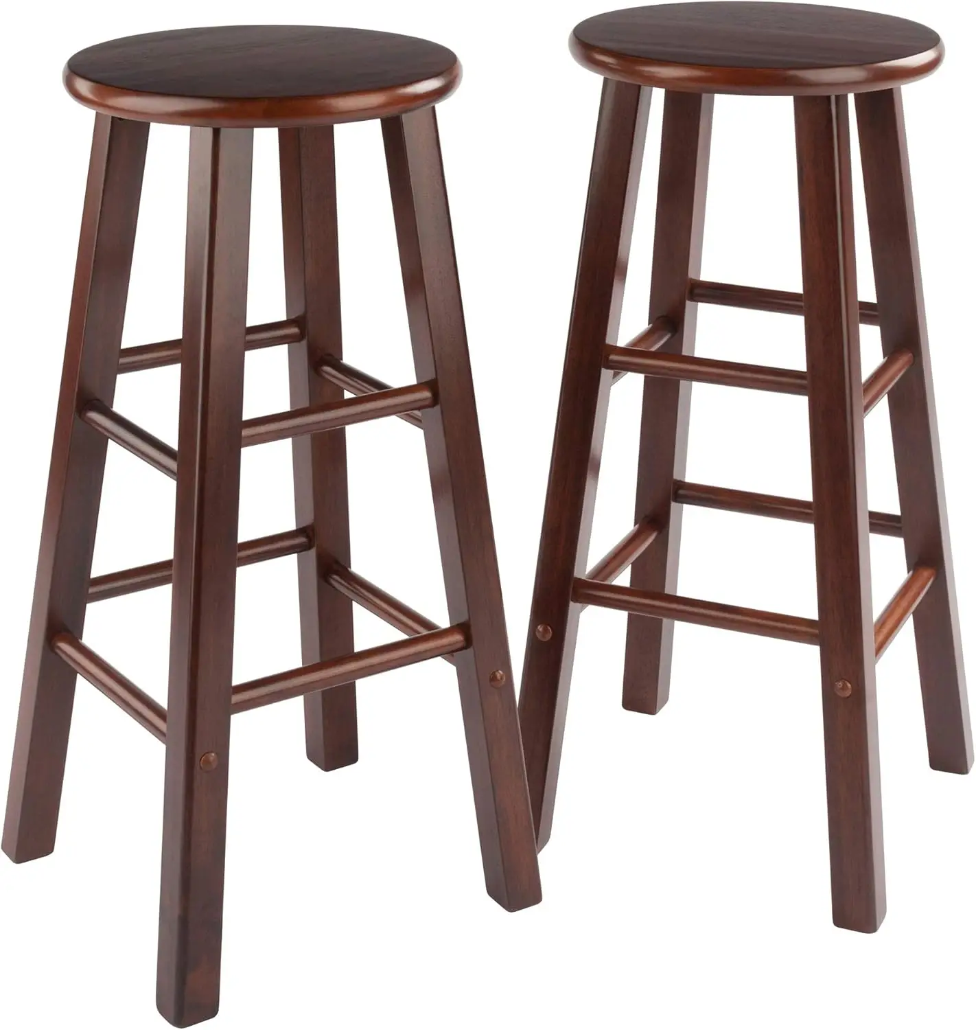 

Modern Walnut Finish Solid Wood Bar Stool Set, 2-Piece with Easy Assembly and Durable Design