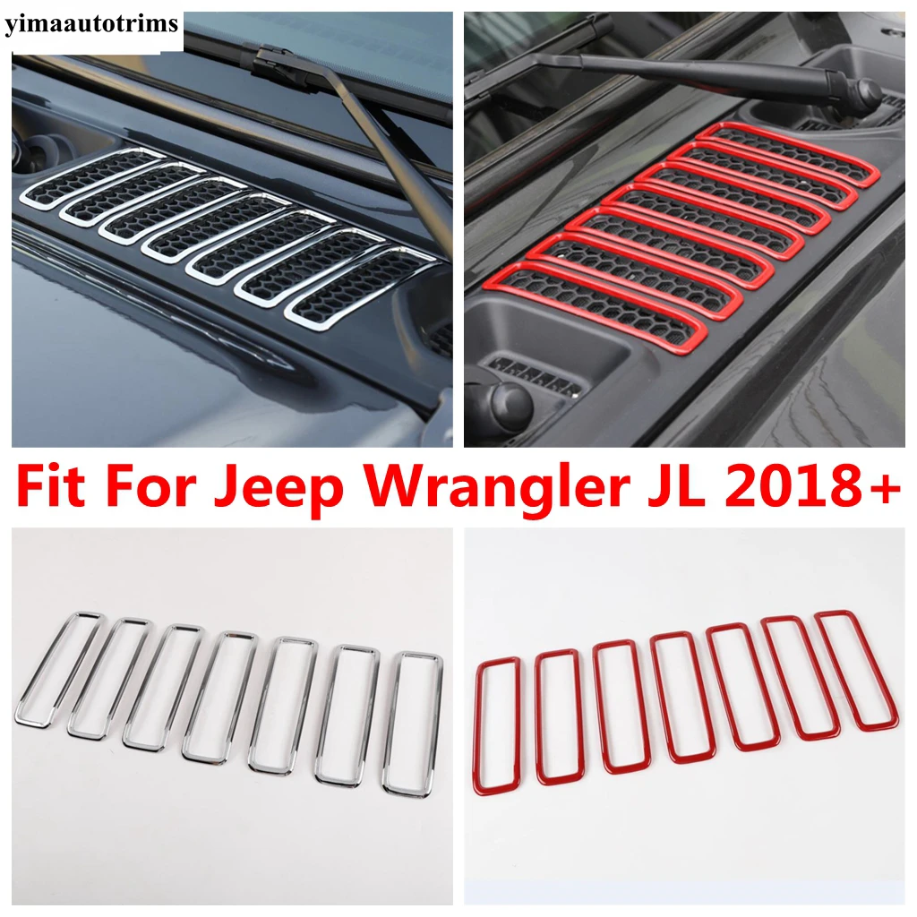 

Car Front Hood Engine Air AC Inlet Intake Vent Frame Cover Trim Fit For Jeep Wrangler JL 2018 - 2022 ABS Exterior Accessories