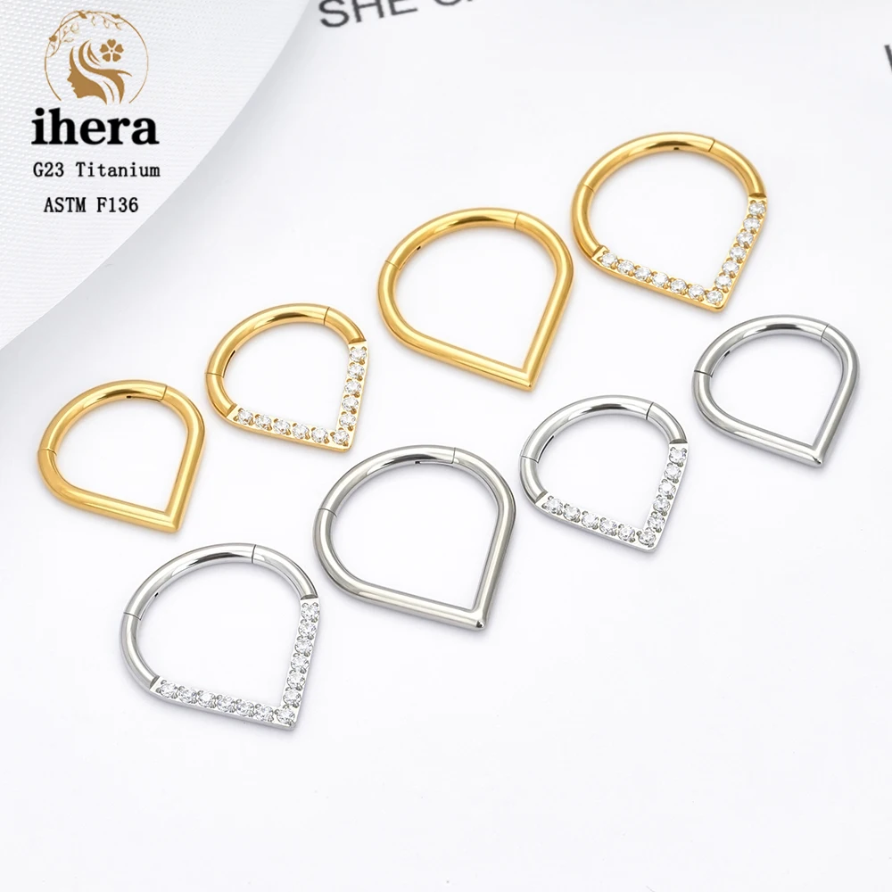 G23 Titanium F136 Water Drop Nose Septum Clicker Ring 16G CZ Hinged Segment Earring Ear Cartilage Daith Helix Piercing Jewelry