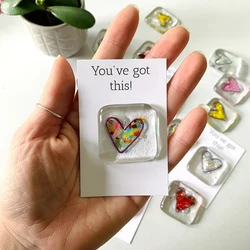 Pocket Token Glass Heart Card Keepsake Gift Multi-Function Memorial Gifts Brithday Gift