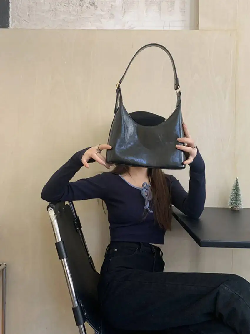 Bloom PU Leather Solid Handbags Women Spring Zipper Casual Tote Shoulder Female Haruku High Street Bag Ladies