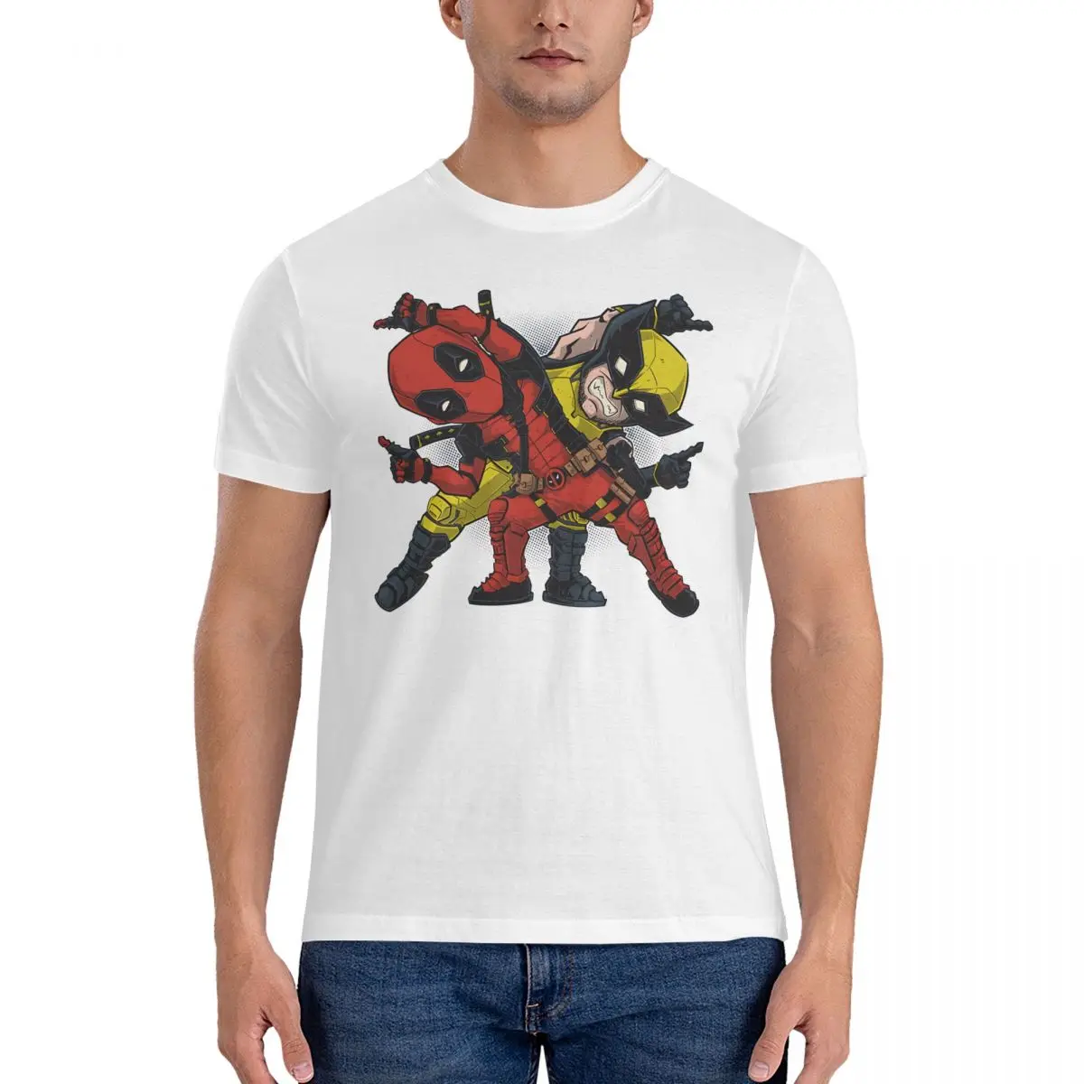 Mutant Fusion T-Shirts Männer Wunder Deadpool & Vielfraß Vintage Baumwolle T-Shirts runden Kragen Kurzarm T-Shirts bedruckte Tops