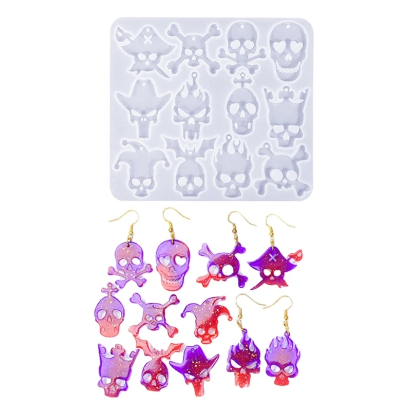 Fashionable Skull Head Earrings Sturdy Silicone Mold Set Home Decoration for Jewelry Making Stylish Craft Molds