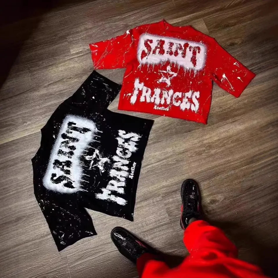 

Мужская футболка в стиле американского уличного хип-хопа с буквенным принтом, свободного кроя, из полиэстера, с коротким рукавом, для прогулок