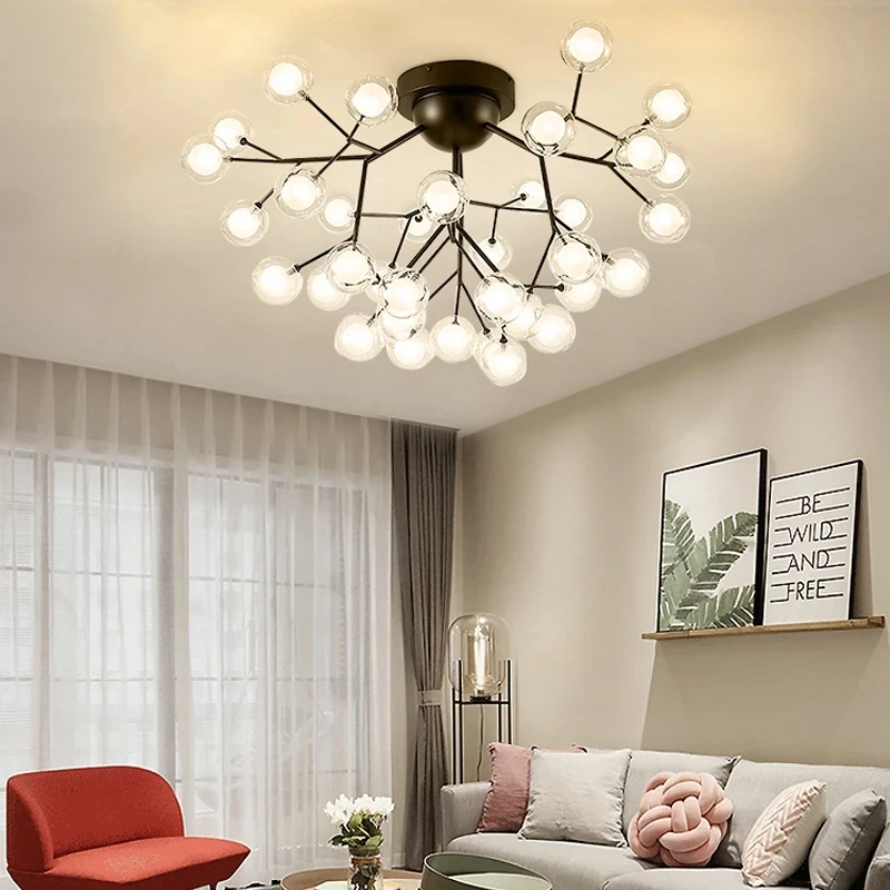 

Luxury Modern Led Ceiling Chandeliers Lighting Creative Tree Branch Mount Kids Lamps Ball Glass Shades Lights For Living Room