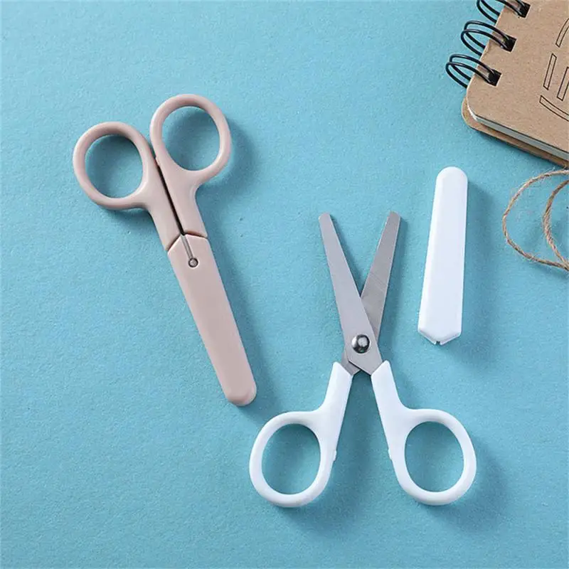 Simplicity Scissors Mini Creative Korean White Solid Color Stainless Steel Stationery Scissors Small Lovely Student Scissors