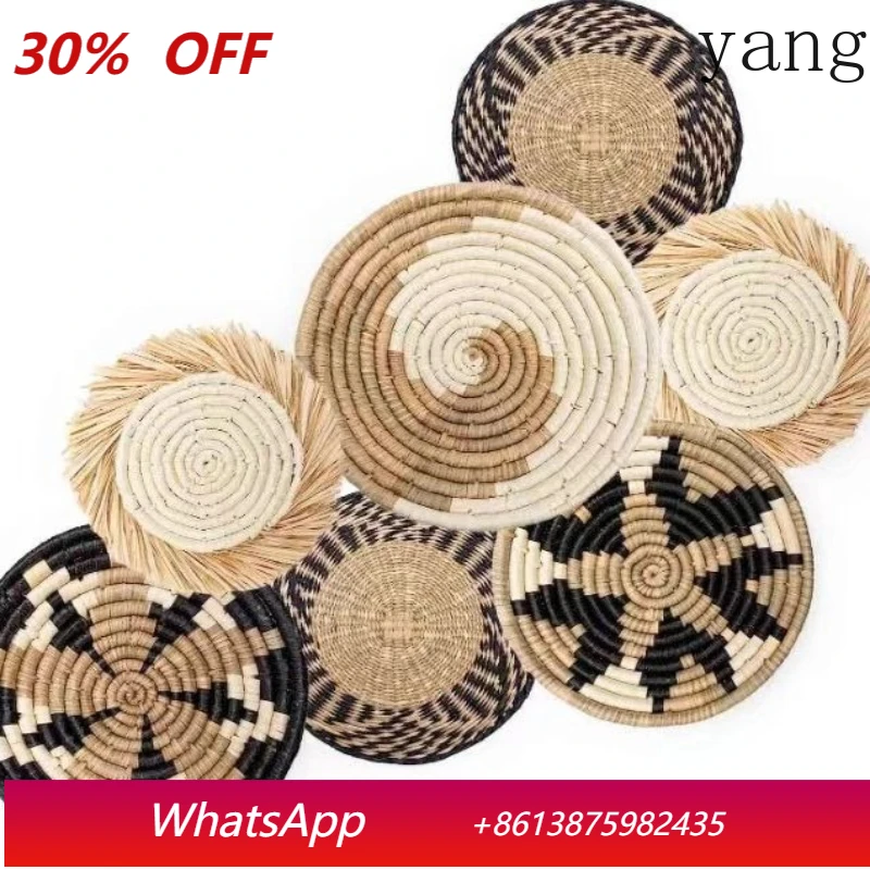 YJQ Nordic B & B Home Straw Wall Pendant Wall Decoration 7-piece set