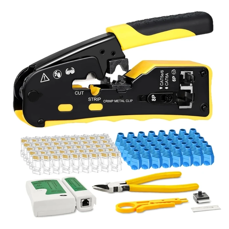 RJ45 Crimp Tool Pass Through Ethernet Crimper Cat5 Cat7 Cat6 Crimping Tool