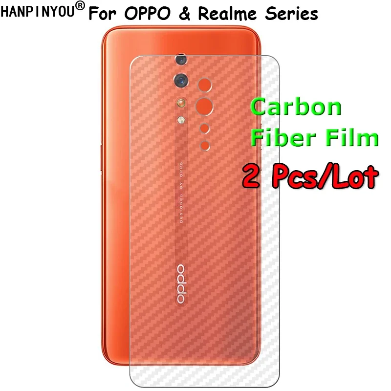 2 Pcs For OPPO Reno Realme 10x Zoom 3 2 Z A F11 K5 K3 K1 A1K A9 2020 3D Transparent Back Carbon Fiber Film Rear Screen Protector