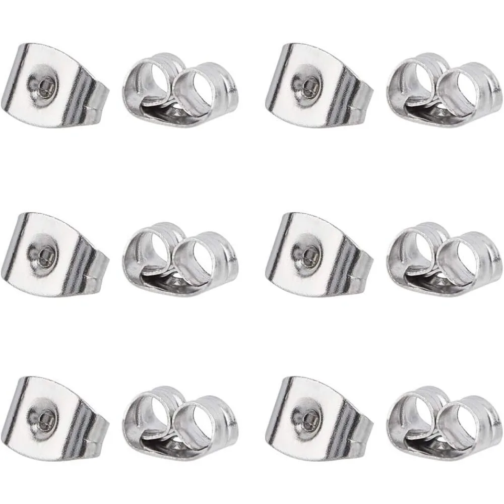 2000pcs Stainless Steel Earring Backs Fit for 0.9mm Pin Replacement Secure Ear Locking Earnut Clasp for Post Stud Earrings