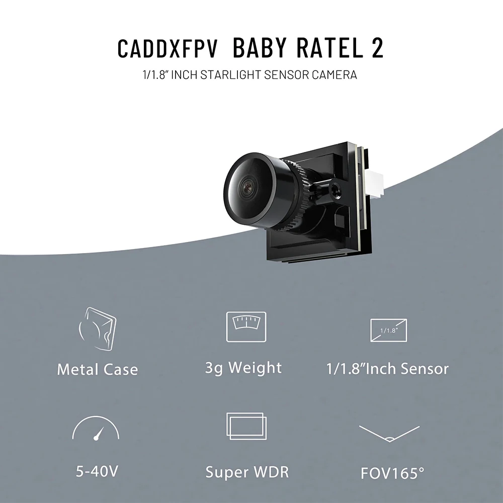CADDX マイクロ FPV カメラ Ratel 2 4.5-36V 1200TVL 160 °   FOV 2.1mm スターライトセンサーカメラ NTSC & PAL CVBS 出力 RC ドローンモデル用