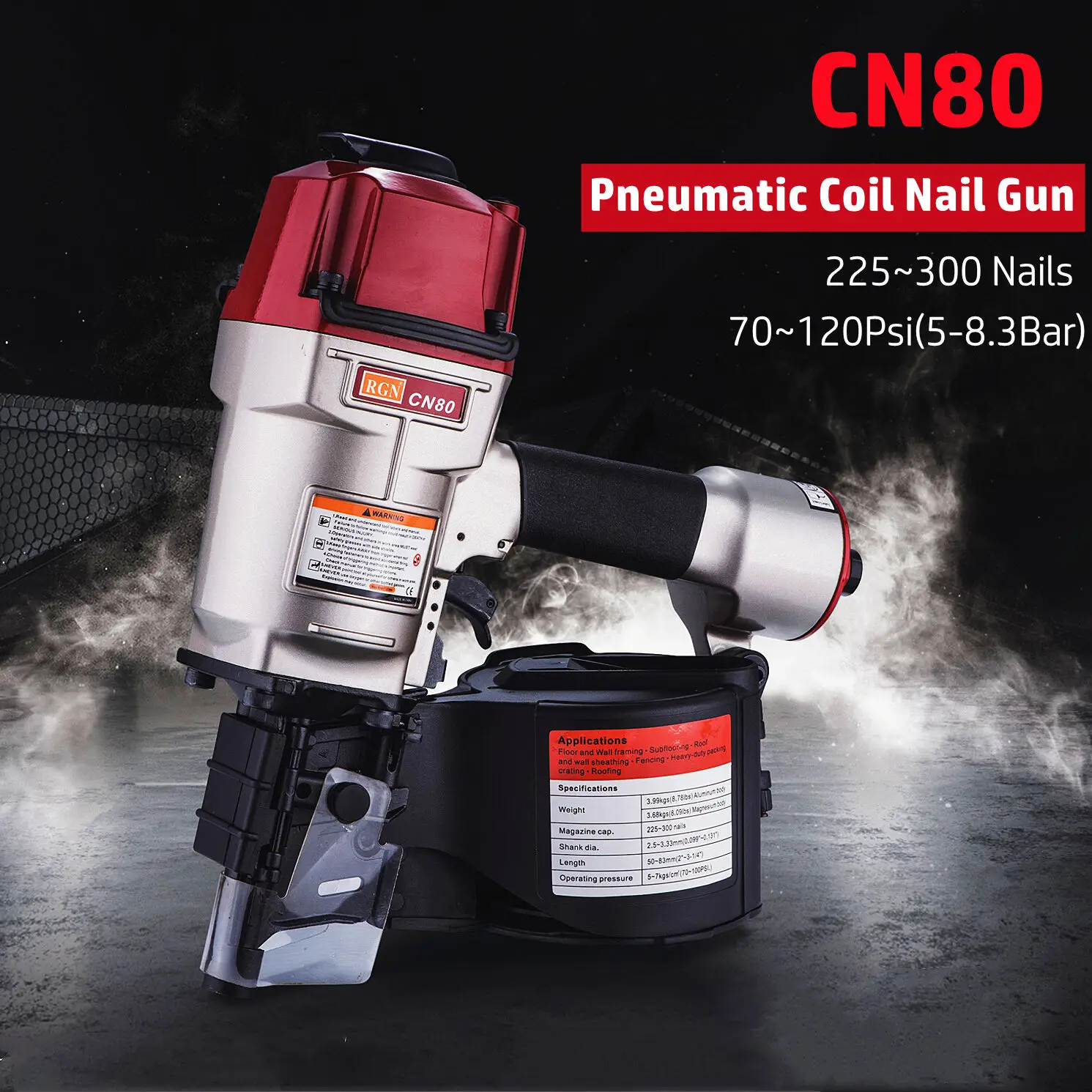 CN80 Industrial Air Nail Rolling Gun Straight Thread Gun Air Roll Nailer Nail Gun For Wood Pallet Packaging Box Crate Cable Coil