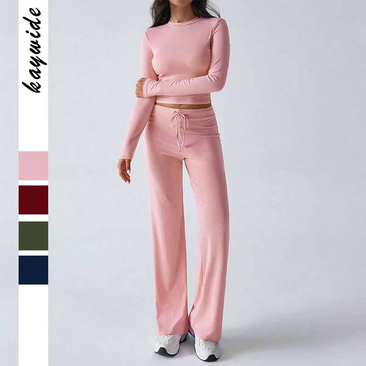 

Women's Sports Yoga Long Sleeve T-Shirt And Long Pants Set Fashionable Color Three-Piece Suit for All Seasons
