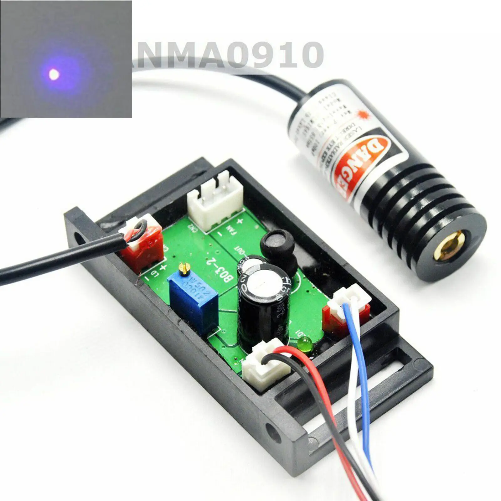 Violet/Purple Blue 405nm 100mw Laser Dot Module 18x45mm w/ TTL&DC12V Driver