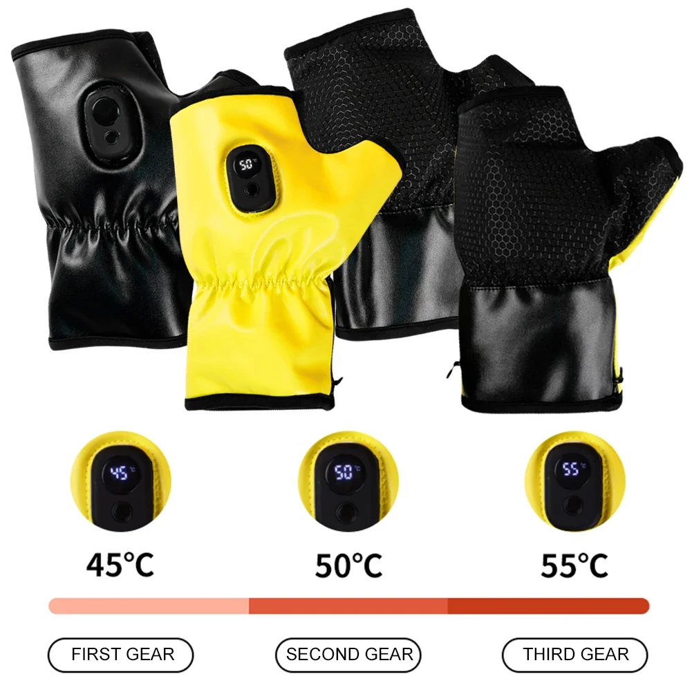 Electric Heated Safety Gloves Fingerless Rechargeable Cold Weather Glove Winter Thermal Motorcycle Hand Warmer for Women Men