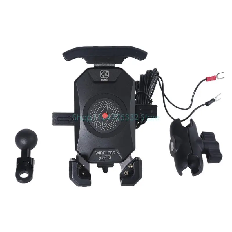 

Motorcycle Wireless Phone Mount Mirror Cellphone Quick Holder Waterproof Switch 360 Rotation