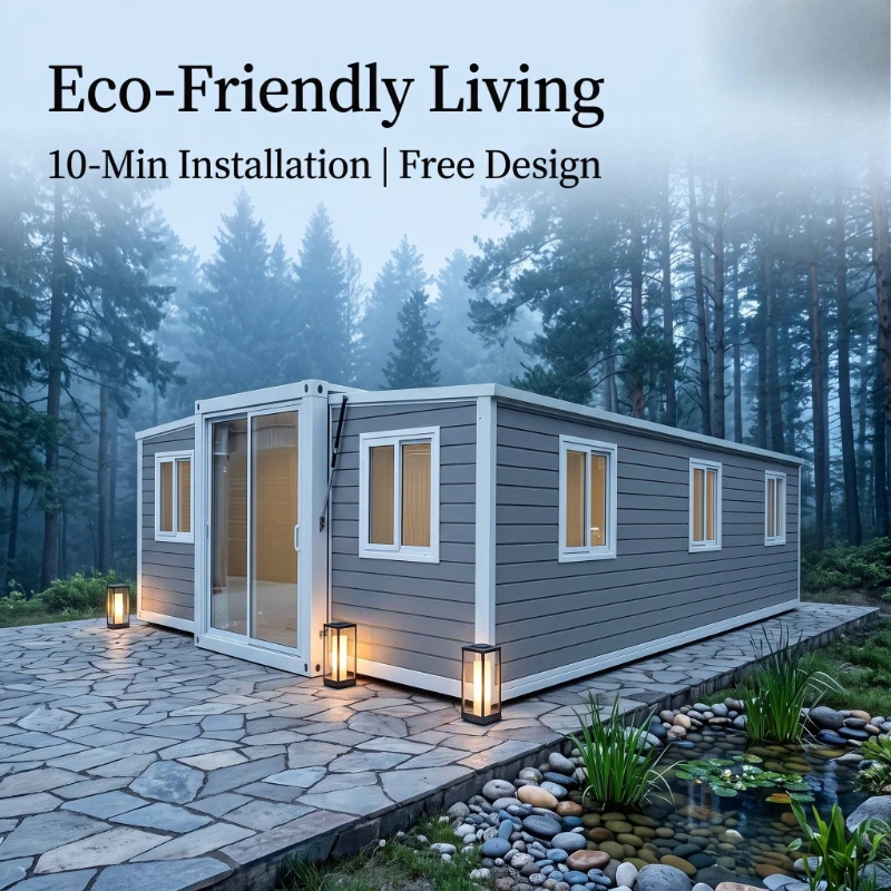40ft Expandable Container Home Large Prefab Modular House With Bedroom Bathroom and Kitchen for Family Living Warehouse Modern