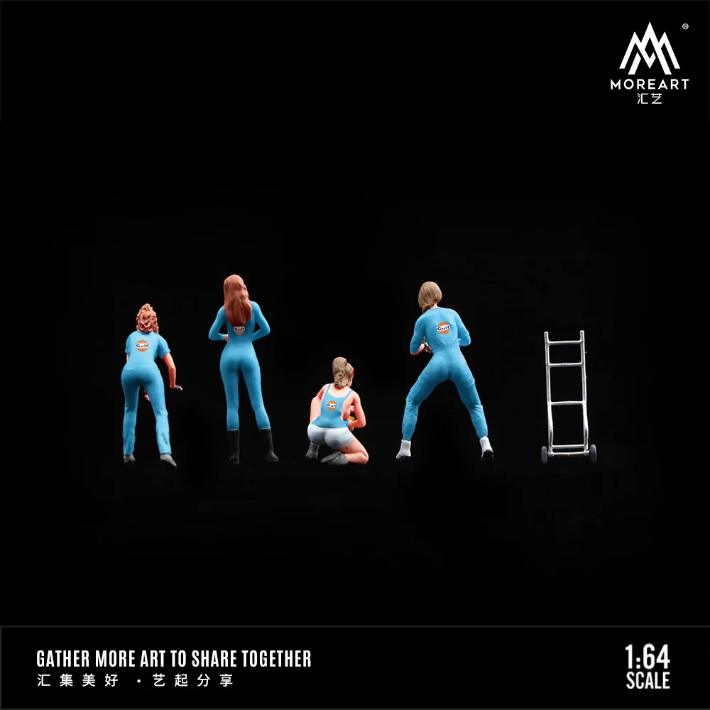 TimeMicro+MoreArt 1:64 Juego de trabajadores de reparación de automóviles con tema del Golfo de resina