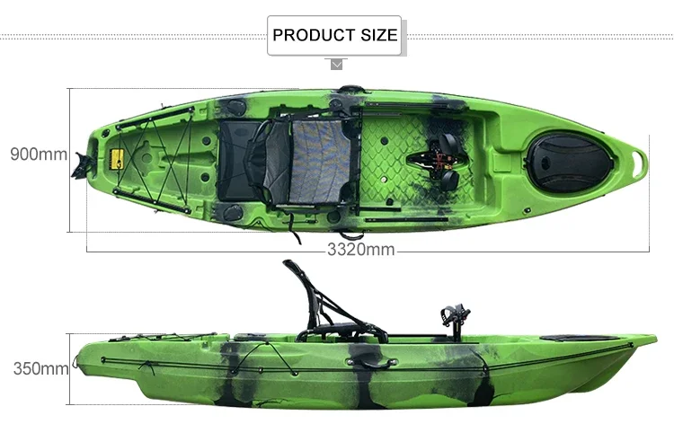 Real Young Kayak 11FT 3.96m Canoe Kayak Plastic Material Fishing Sit On Top Flap Pedal Kayak With Rudder