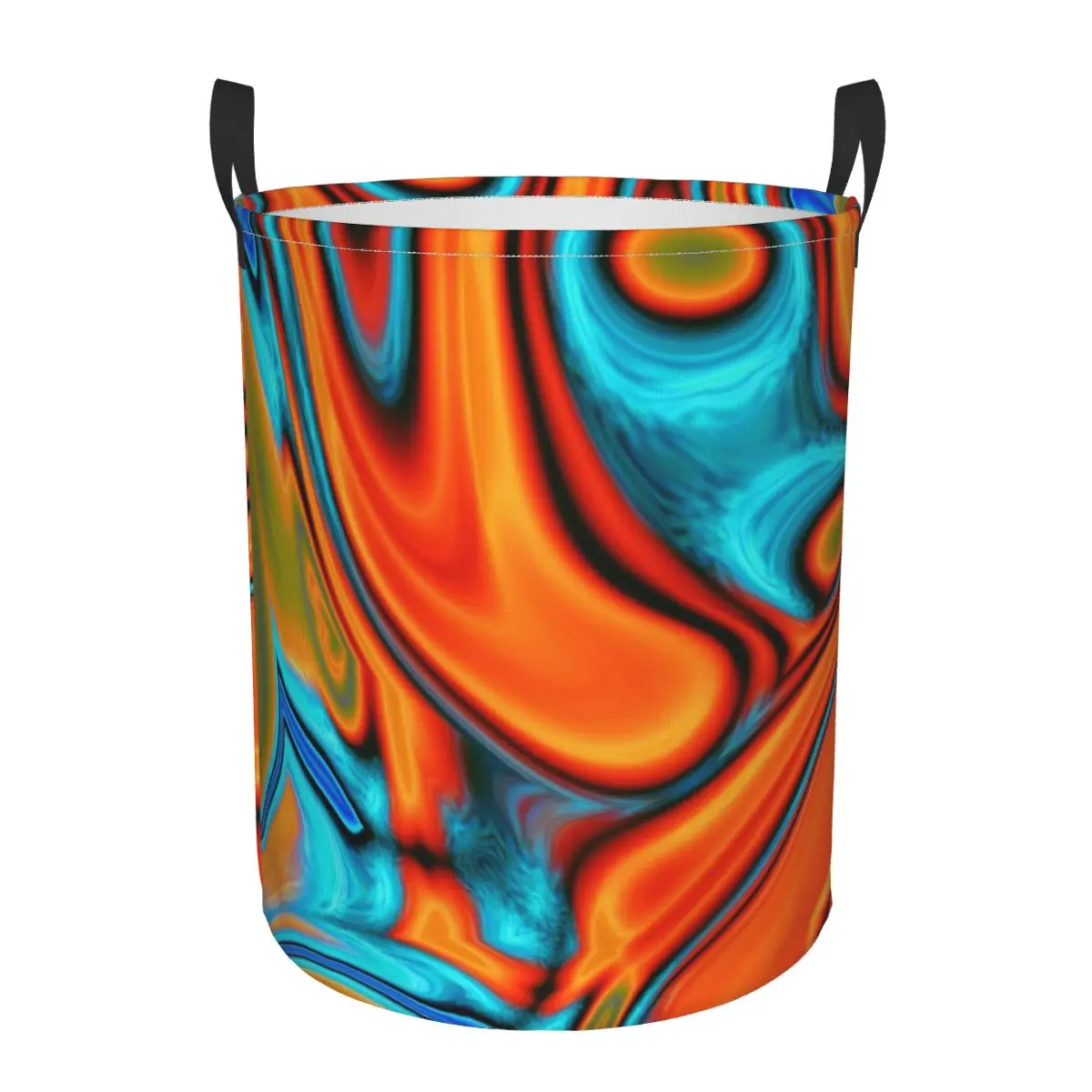 Vivid Modern Southwest Hipster Turquoise Orange Swirls Dirty Laundry Baskets Folding Large Waterproof Sundries Storage Basket