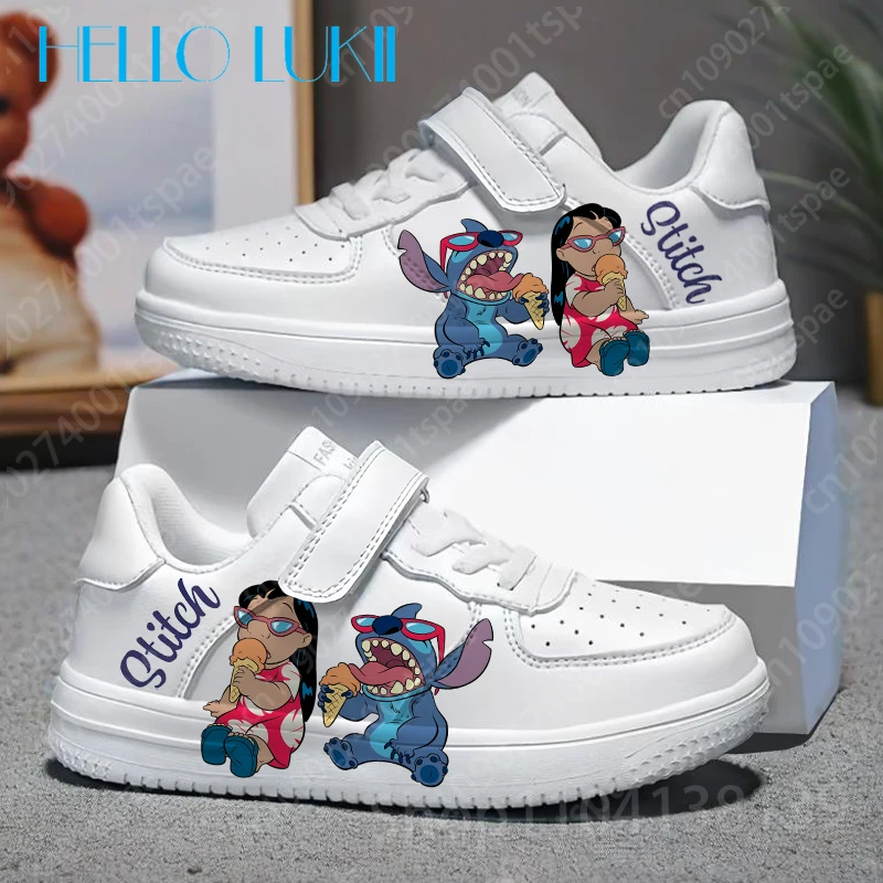 

Детская обувь Stitch Little Monster с крутым мультяшным принтом, удобная повседневная обувь из искусственной кожи для мальчиков и девочек, однотонная подошва