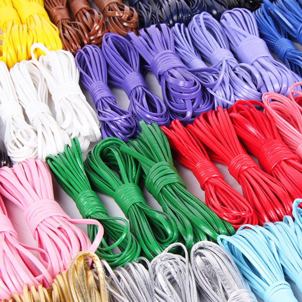 5 meters 2/3/4mm Colorful Flat Soft PU Leather Eco-Friendly  Faux Leather Cord String Rope DIY Necklace Bracelet Making