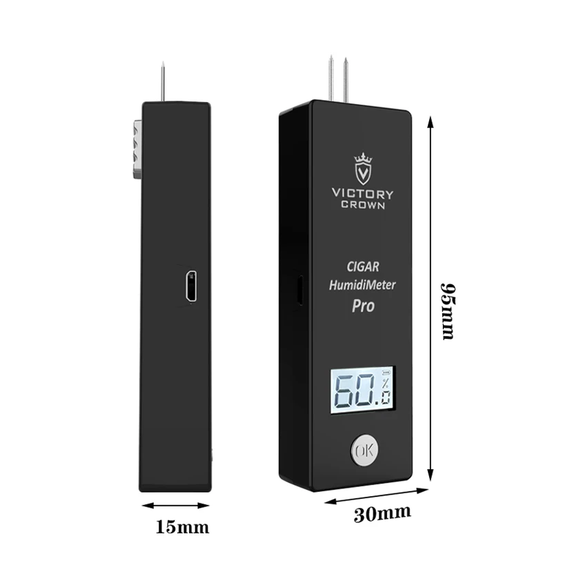 Cigar Moisture Meter Tobacco Hygrometer Digital USB Pocket Cigarettes Damp Detector Density Digital Smoking Humidity LCD Gadget