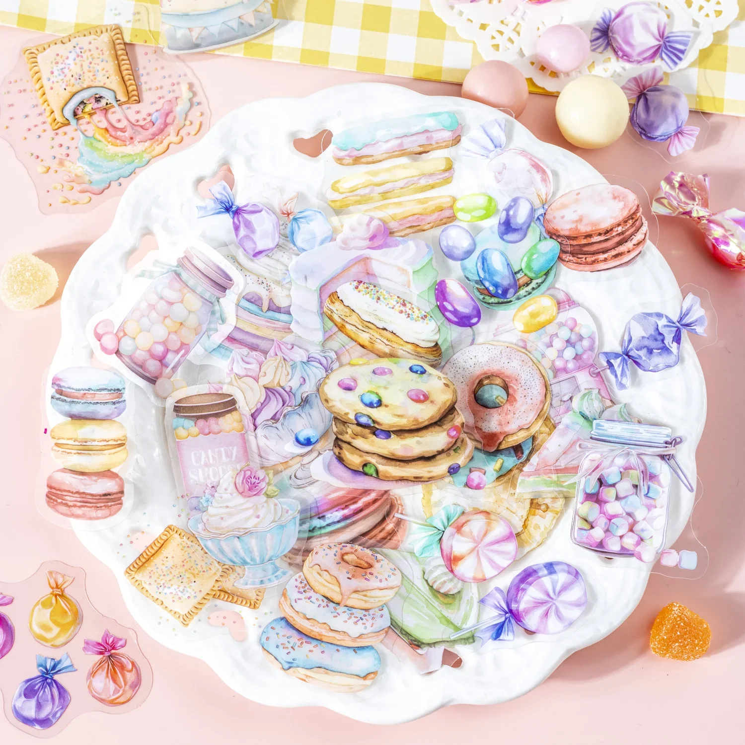 JIANWU Dream Dessert House Series Kawaii Cake Dessert Landscaping PET Sticker Creative DIY Journal Material Collage Stationery