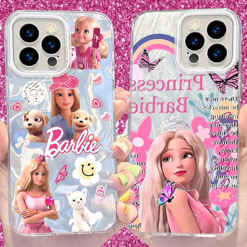 B-Barbies Dolls Glitter Camlet Phone Case for iPhone 16 15 14 13 12 11 Pro Max XR XS X 8 7 6S 6 Plus SE 2020 2022 Cover Funda