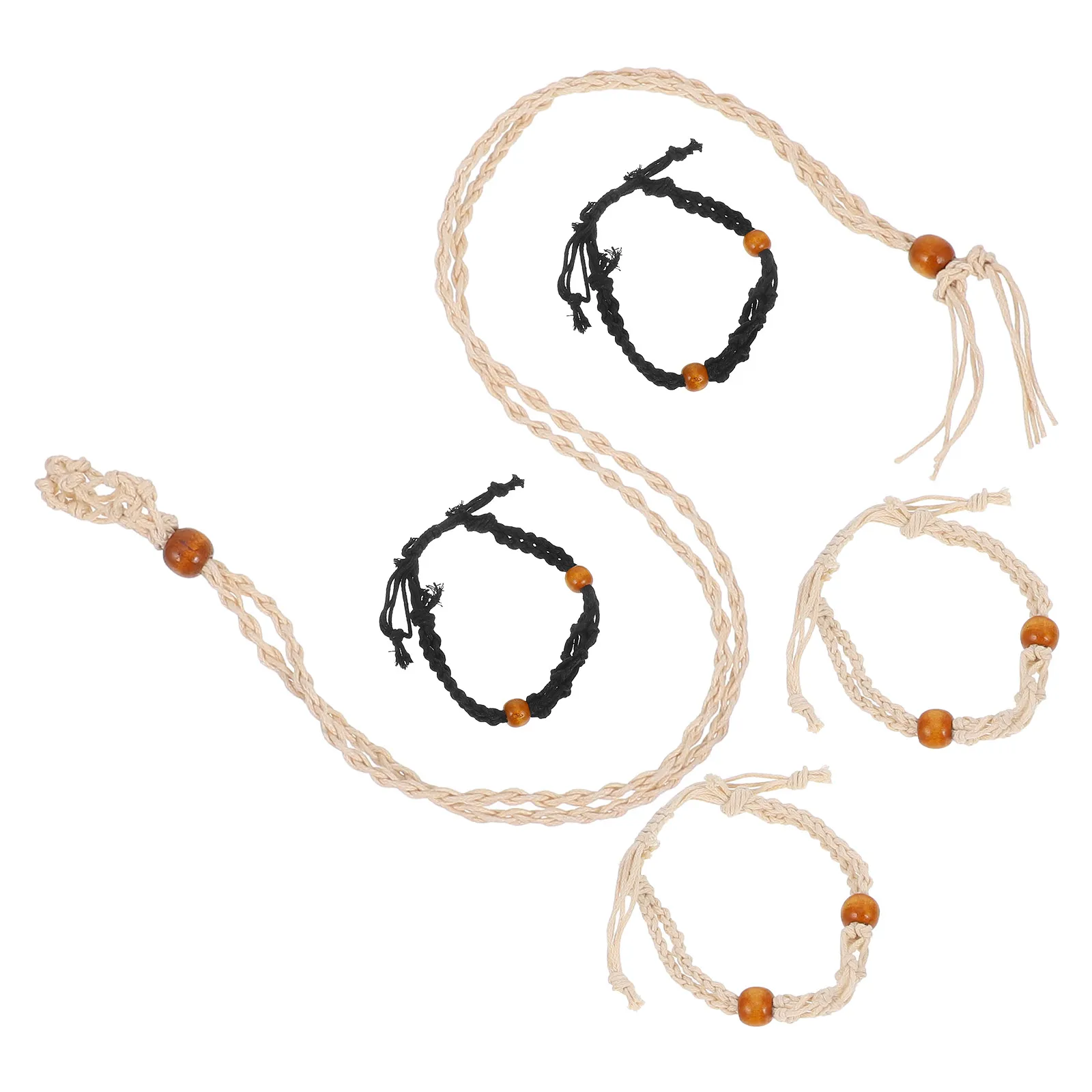 

5Pcs Braided Net Necklace Bracelet Adjustable Length Empty Stone Holder Crystal Cage Jewelry Making Wax Line Rope