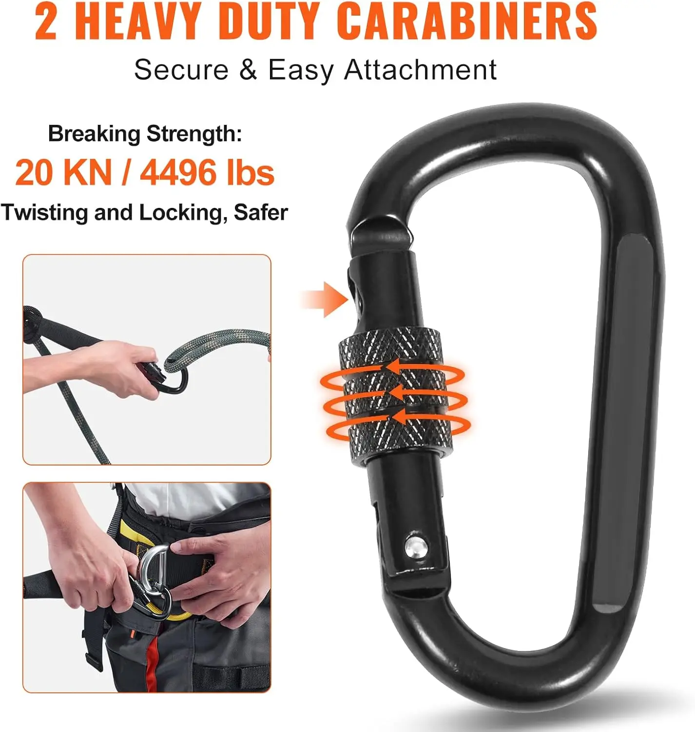 Tree Stand Safety Rope, 9 ft/27.43M Treestand Lifeline Rope 30KN Breaking Tension, 0.6'' Hunting Safety Line with Prusik Knot