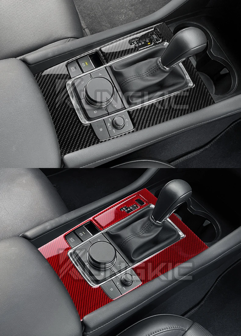 Weiche Carbonfaser für Mazda 3 BP 2019 2020 2021 2022 2023 2024 2025 2026 Mazda3 Axela Schalt-/Automatikgetriebe-Schalttafel-Aufkleber – Detail 10