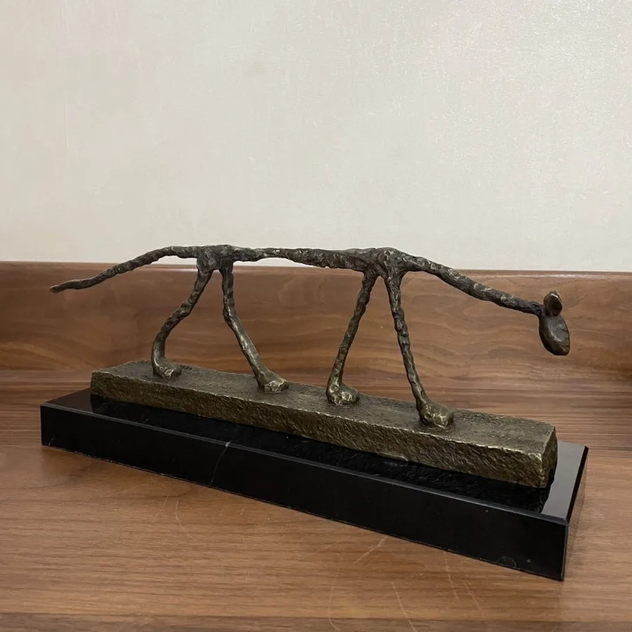 

38 см бронзовая статуя кошки, античная бронзовая скульптура кошки Giacometti, абстрактные фигурки ручной работы, художественный домашний декор, подарок, коллекционная