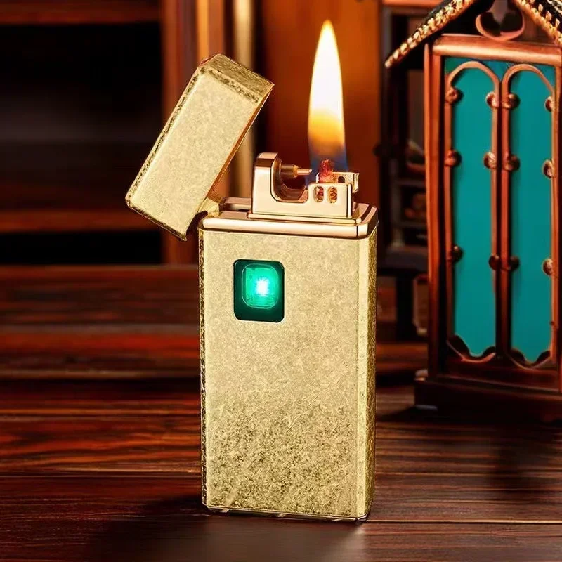 Metal Portable Kerosene Flame USB Charging Dual-use Lighter, High-end Fingerprint Ignition, Suitable For Gifting to Friends for