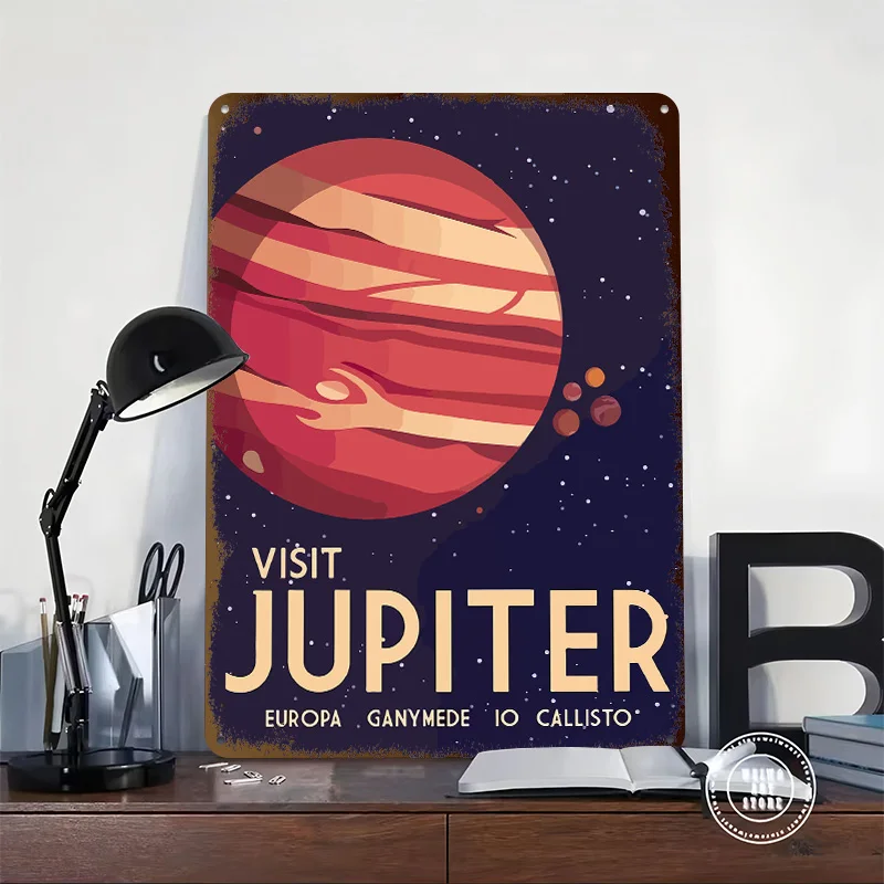 Travel to Jupiter Printing Poster Customized Retro Wall Art Vintage Metal Signs for Room Home and Decoration Gaming Office Decor