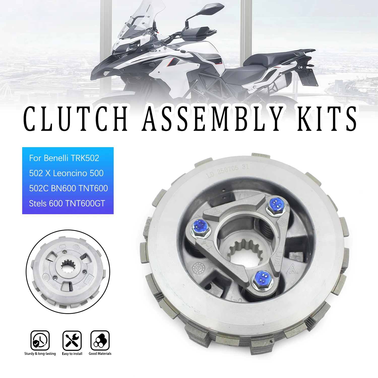 For Benelli BN600 TNT600 Stels 600 TRK502 TRK502X Leoncino 500 502C TNT600GT Motorcycle Clutch Assembly Drum  Friction Plate Kit